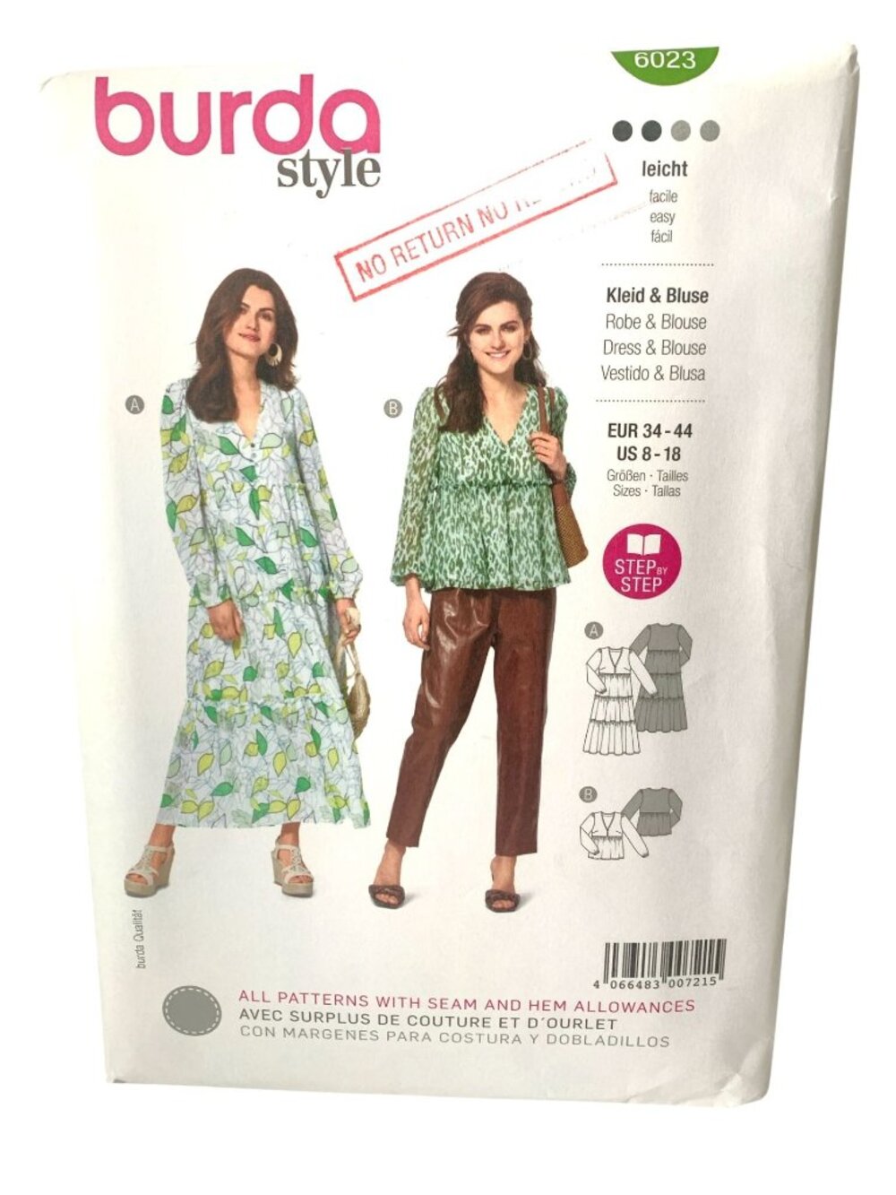 Burda 6023 Pattern Misses Tiered Dress & Blouse Size 8 10 12 14 16 18